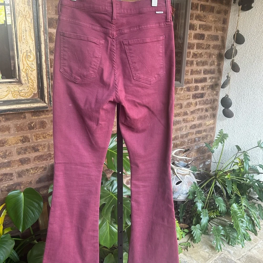 MOTHER Deep Burgundy Flare Jeans - Picture 2 of 5